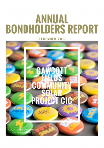 annual bondholders report cover - gawcott fields community solar